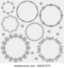 Collection of ornamental vector floral frames 