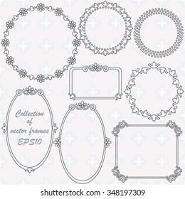 Collection of ornamental vector floral frames 