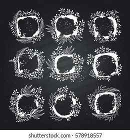 Collection of ornamental vector floral frames. Hand drawing
