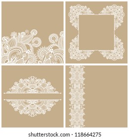 collection of ornamental vintage floral background with decorative flowers for your design, template frame pattern set for card