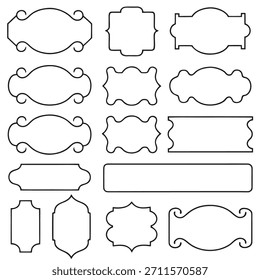 Collection of ornate and simple outline frames for labels and decorations