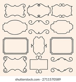 Collection of ornate and simple outline frames for labels and decorations