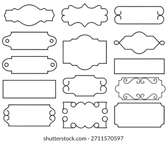 Collection of ornate and simple outline frames for labels and decorations
