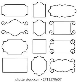 Collection of ornate and simple outline frames for labels and decorations