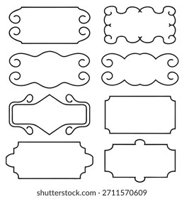 Collection of ornate and simple outline frames for labels and decorations