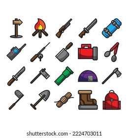 colección de vectores de iconos de aventura al aire libre