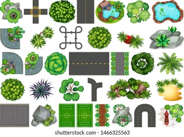 Collection Outdoor Nature Themed Objects Plant Stock Vector (Royalty ...