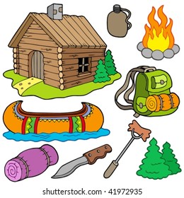 Collection of outdoor objects - vector illustration.