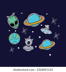 collection of outer space icon illustrations
