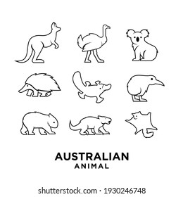 Collection Outline Australian Black Animal Silhouette Logo Icon Design