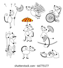 Collection of outline cats