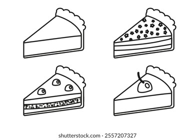 Collection outline of different types of cake slices