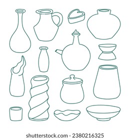
Collection of outline elements of pottery art