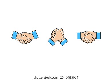 collection of outline filled style handshake icons, deal icon