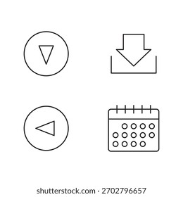 Coleção de ícones de estrutura de tópicos para controles de navegação, direção e interface.
