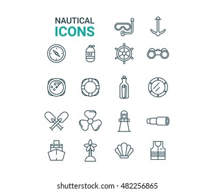 Collection Of Outline Nautical Icon