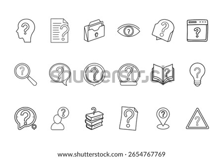 Collection outline question mark icons on symbol help
