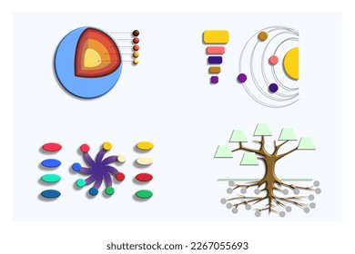 Collection of outline schemes using figures from nature. Visual representation of knowledge. vector illustration.