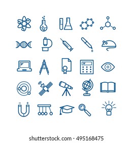 Collection of outline science icons. Thin icons for web, print, mobile apps design