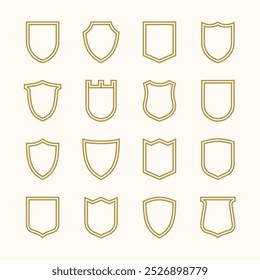 Collection of outline shield icon vector template isolated. Security logo design, flat syle color editable vector illustration