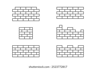 coleção de vetores de brick de estilo de outline