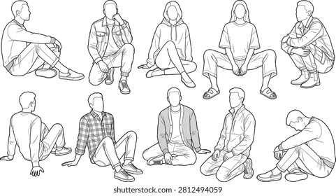Collection outline vector illustrations