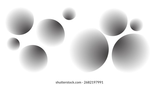 A coleção de círculos de gradiente cinza sobrepostos cria um design abstrato moderno. tamanhos variados e transições suaves dão uma sensação de profundidade e movimento, melhorando o apelo visual