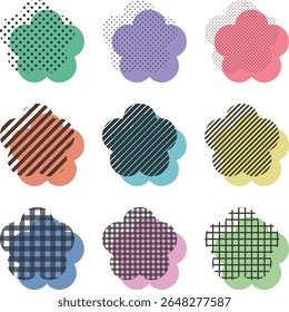 Uma coleção de pétalas sobrepostas em um design colorido e bonito Memphis