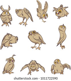 collection of owl cute illustrated characters vector