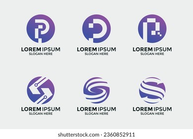 collection of P and S letter technology logos