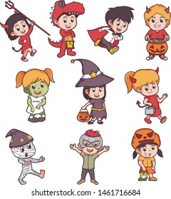collection pack children with costume halloween