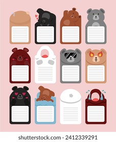 collection pack of cute expression bear polar bear honey bear character notes and memo