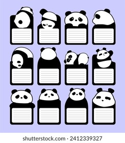 collection pack of cute expression panda character notes and memo