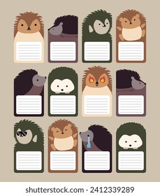 collection pack of cute expression porcupine character notes and memo