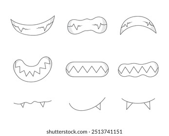 collection pack of mouths with sharp fangs, isolated vector design