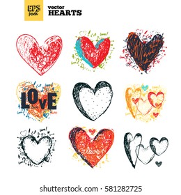 Collection pack of vector hearts illustration