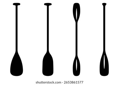 Coleção de silhuetas de ícones de remo para ilustrações de esportes aquáticos.
