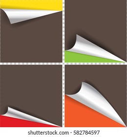 Collection of pages curl corner vector isolated