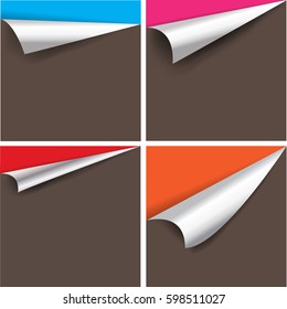 Collection of pages curl corner vector isolated