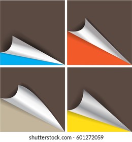 Collection of pages curl corner vector isolated