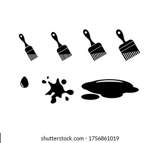 a collection of paint brushes and paint droplets vector isolated.