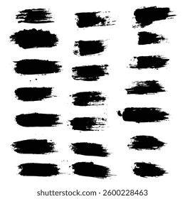 Collection of paint ink vector black color brush stain banner background