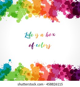 Collection of paint rainbow  splash  drops. Bright and colorful banner. Vector set of brush   strokes.