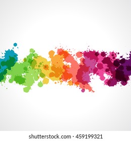 Collection of paint rainbow splash drops. Bright and colorful banner. Vector set of brush strokes.