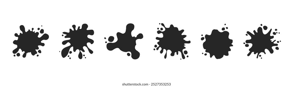 Collection of paint splash. Blotter spots, liquid paint drip drop splash and ink splatter. Spot with splashes from falling drops. 