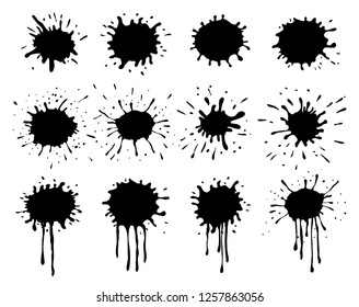 Collection of paint splashes.Hand drawn splatters for your design.