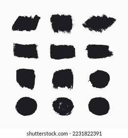 Collection of paint strokes with abstract shape brush