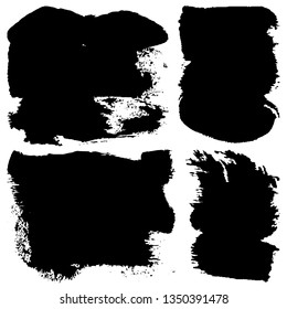 Collection of paint strokes vector. Abstract black spots on white background