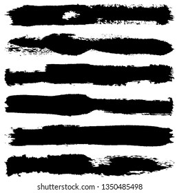 Collection of paint strokes vector. Abstract black spots on white background