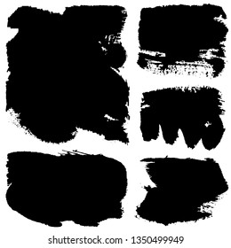 Collection of paint strokes vector. Abstract black spots on white background